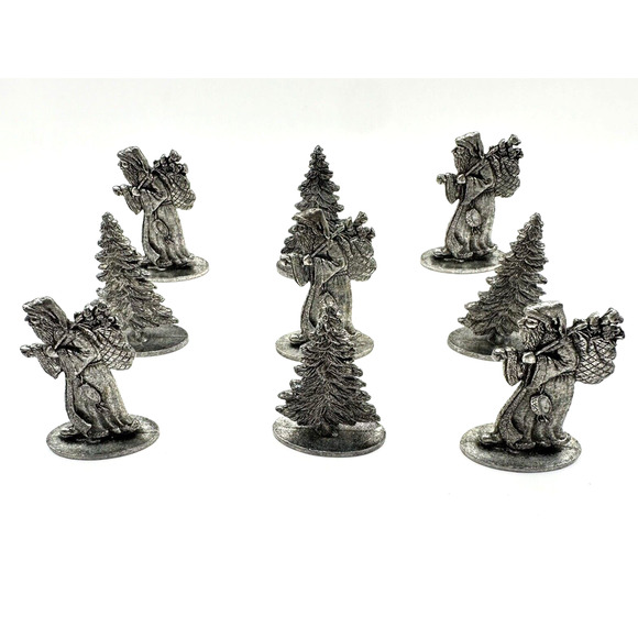 Pewter Christmas Tree Santa Claus Tic Tac Toe Set- Metzke Vintage 1993-Complete - Picture 4 of 7